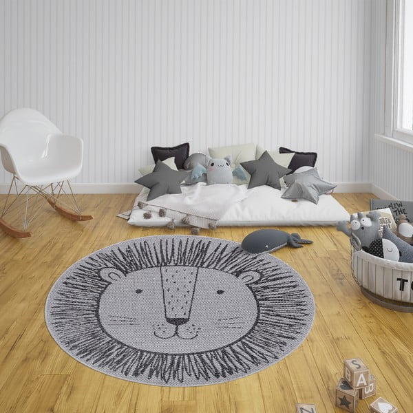 Szary dywan dla dzieci Ragami Lion, ø 160 cm-image-1