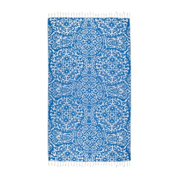 Niebieski ręcznik hammam Kate Louise Camelia, 165x100 cm