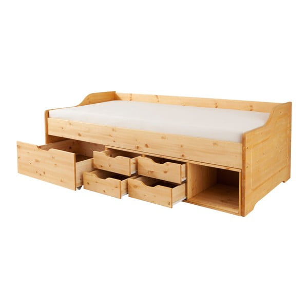 Łóżko jednoosobowe z litego drewna sosnowego Støraa Marco