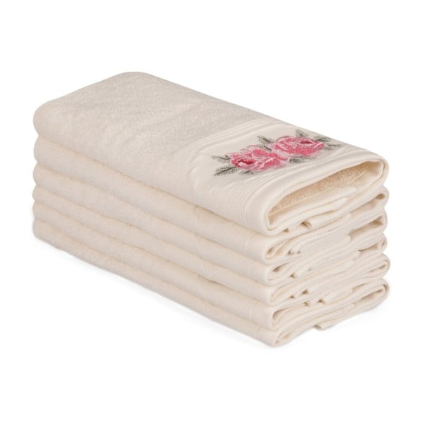 Zestaw 6 beżowych ręczników bawełnianych Nakis Gul, 30x50 cm