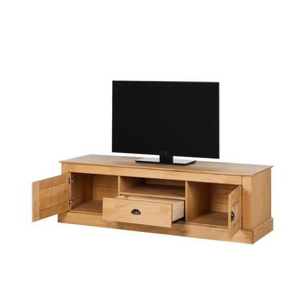 Naturalna szafka pod TV z drewna sosnowego Støraa Tommy-image-2