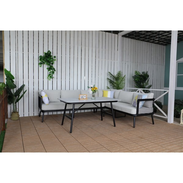 Szary aluminiowy zestaw mebli ogrodowych dla 5 osób Edinburgh – Rojaplast-image-1