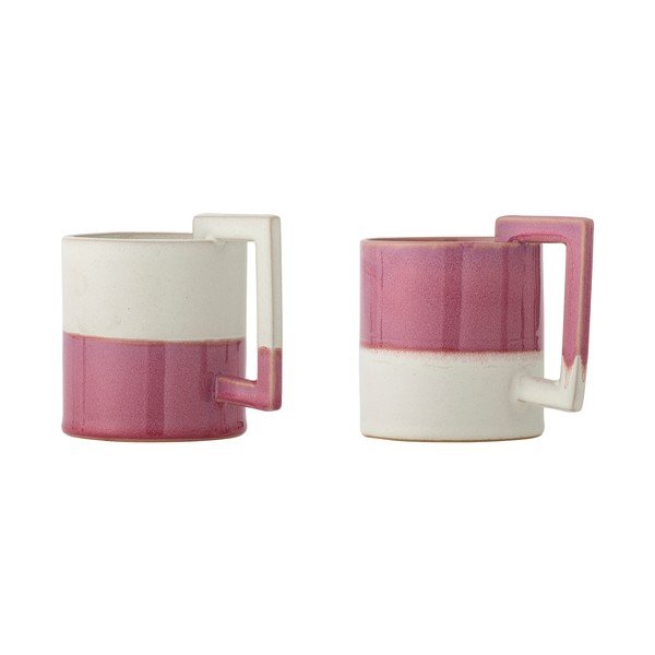 Różowe/kremowe kamionkowe kubki zestaw 2 szt. 375 ml Ranya – Bloomingville-image-2