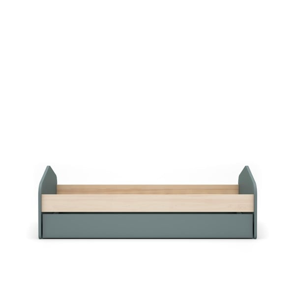Łóżko dziecięce w dekorze sosny z wysuwanym łóżkiem ze schowkiem ze stelażem 90x200 cm w naturalnym kolorze/szarozielone Estefania – Marckeric-image-2