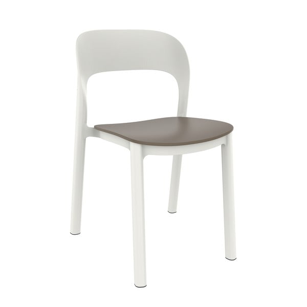 Zestaw 4 białych krzeseł ogrodowych z brązowym siedziskiem Resol Ona
