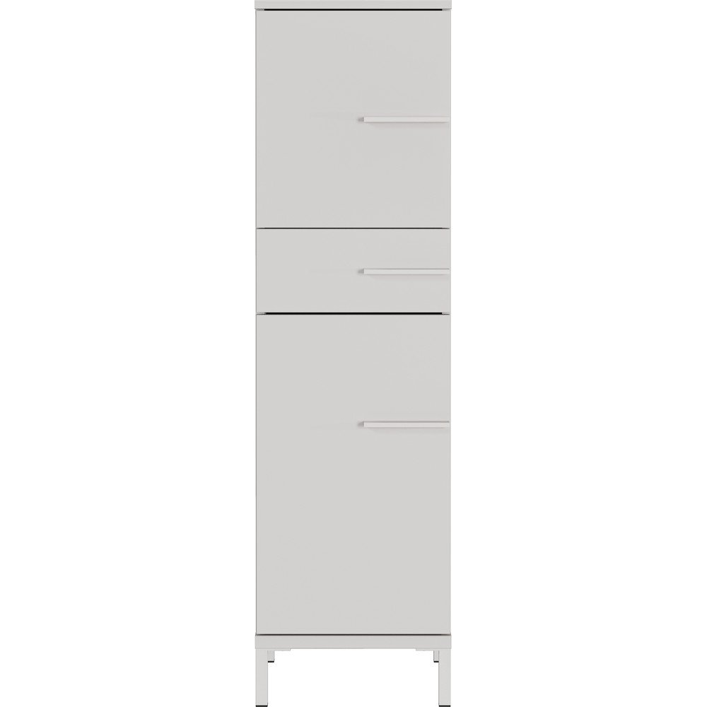 Kremowa wysoka/wąska szafka łazienkowa z matowym wykończeniem 34x123 cm Laurino – Germania (zdjęcie 3)