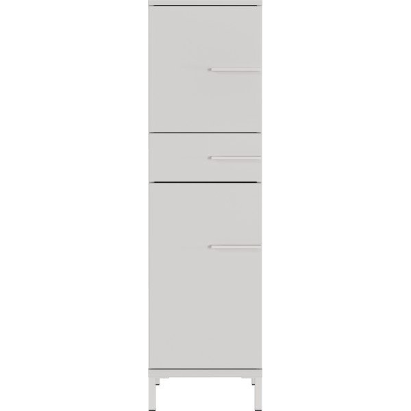 Kremowa wysoka/wąska szafka łazienkowa z matowym wykończeniem 34x123 cm Laurino – Germania-image-3