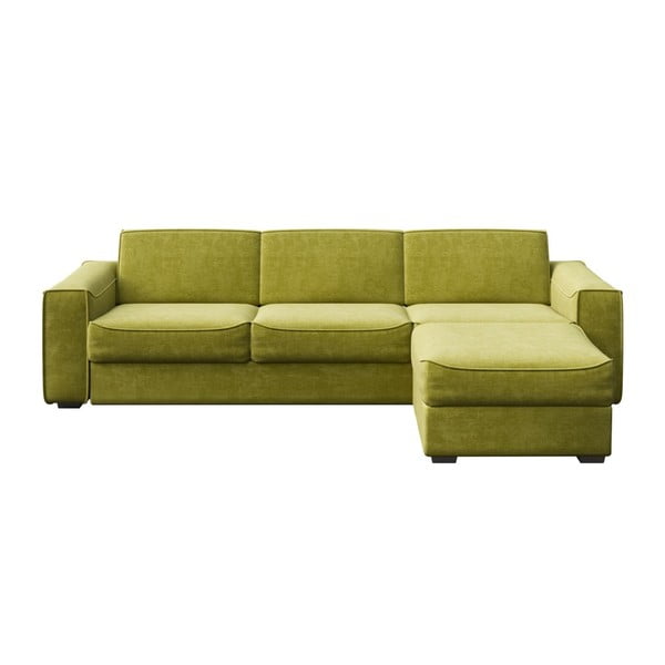 Oliwkowa sofa rozkładana z wielofunkcyjnym szezlongiem MESONICA Munro, dł. 308 cm
