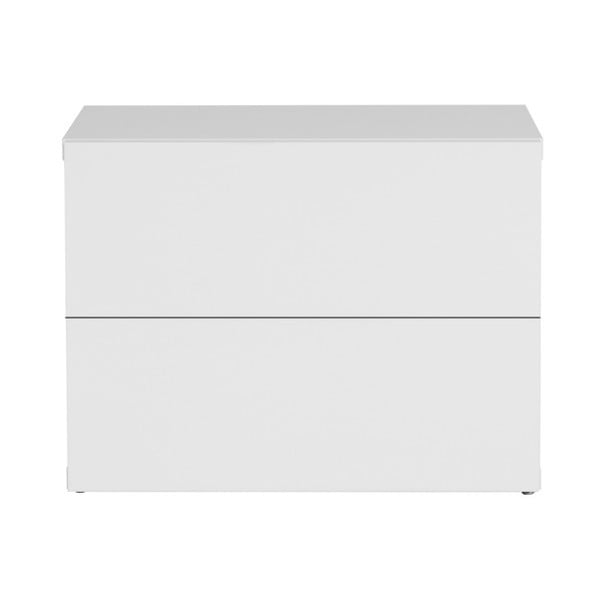 Biała lśniąca szafka nocna z 2 szufladami TemaHome Aurora