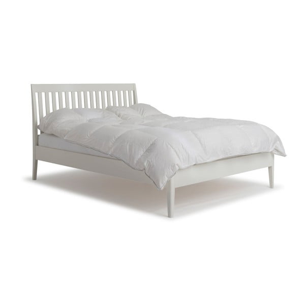 Białe łóżko wykonane ręcznie 2-osobowe z litego drewna brzozowego Kiteen Matinea, 160x200 cm