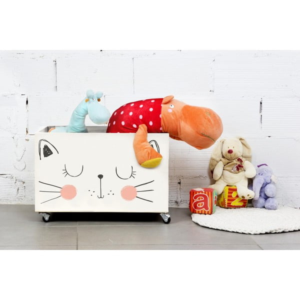 Pojemnik drewniany na kółkach Little Nice Things Cat-image-1