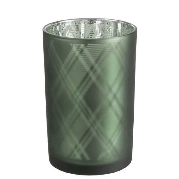 Zielony świecznik szklany J-Line Rhombus, ⌀ 12 cm