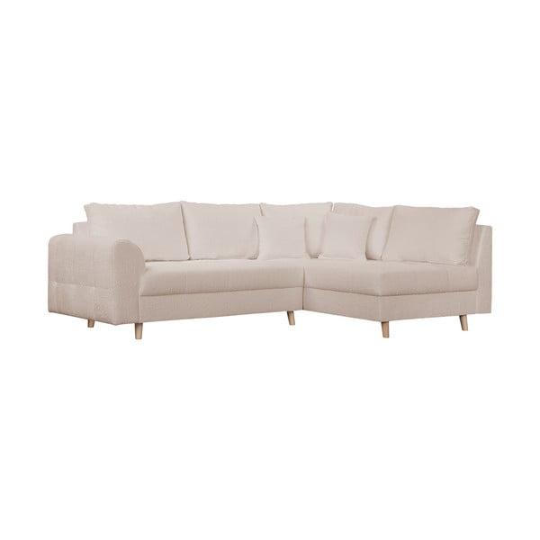 Beżowy narożnik z materiału bouclé (prawostronny) Ariella – Ropez-image-2