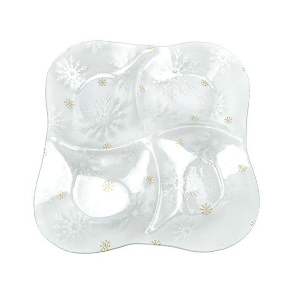 Szklany talerz ze świątecznym motywem do serwowania ø 28,5 cm Frosty Flakes – Dakls