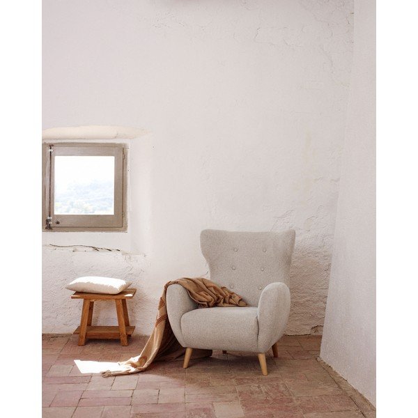 Beżowy fotel typu uszak Patio – Kave Home-image-1