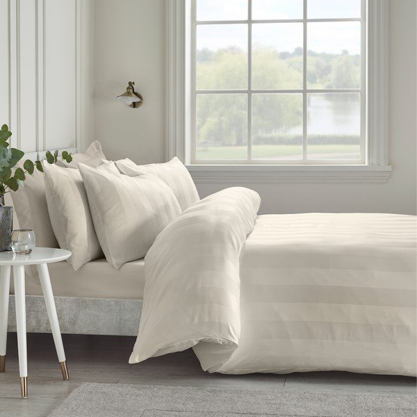Kremowa satynowa pościel dwuosobowa 200x200 cm So Soft Satin Stripe – Catherine Lansfield-image-1
