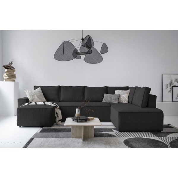 Antracytowy sztruksowy rozkładany narożnik (prawostronny/w kształcie litery U) Brave Dave – Miuform-image-3