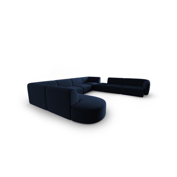 Niebieski aksamitny narożnik (prawostronny/w kształcie litery U) Paolo – Milo Casa-image-2