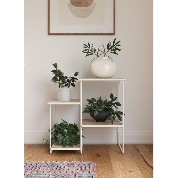 Biała konsola z blatem w dekorze jesionu 35x67 cm Dante – Støraa-image-2