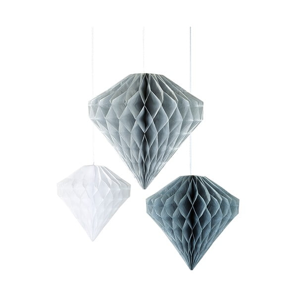 Zestaw 3 papierowych dekoracji Talking Tables Diamond Honeycombs