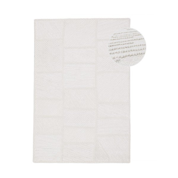 Biały dywan z mieszanki wełny tkany ręcznie 160x230 cm Sculptured Blocks – Flair Rugs