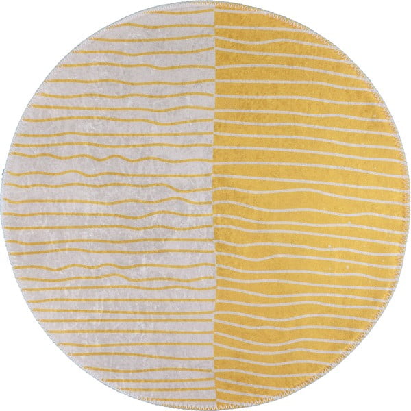 Żółto-kremowy okrągły dywan odpowiedni do prania ø 120 cm Yuvarlak – Vitaus