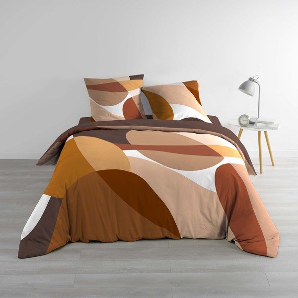 Brązowa bawełniana pościel dwuosobowa 3-częściowa 200x200 cm Boogie – douceur d'intérieur-image-1