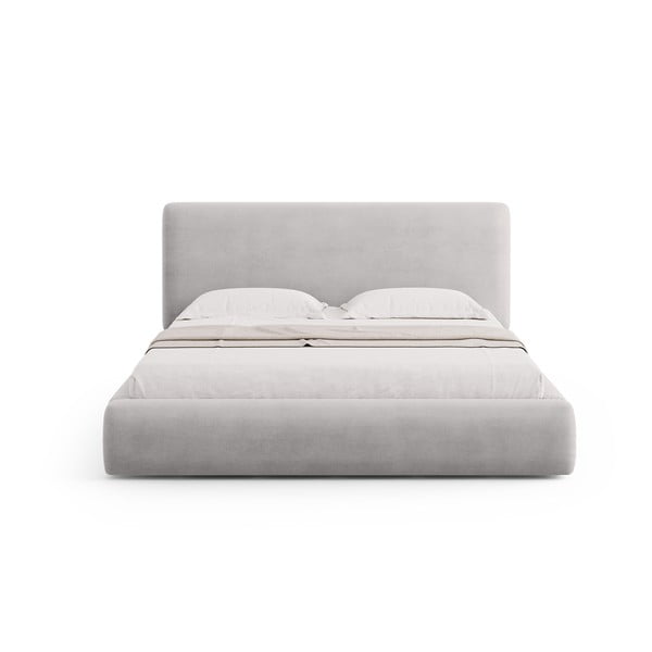 Jasnoszare tapicerowane łóżko dwuosobowe ze schowkiem i stelażem 180x200 cm Colonel – Cosmopolitan Design-image-3