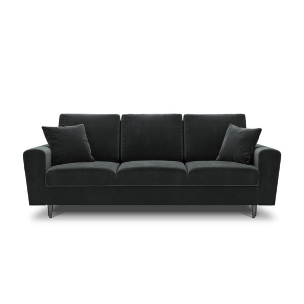Ciemnoszara aksamitna rozkładana sofa ze schowkiem 235 cm Kyoto – Cosmopolitan Design