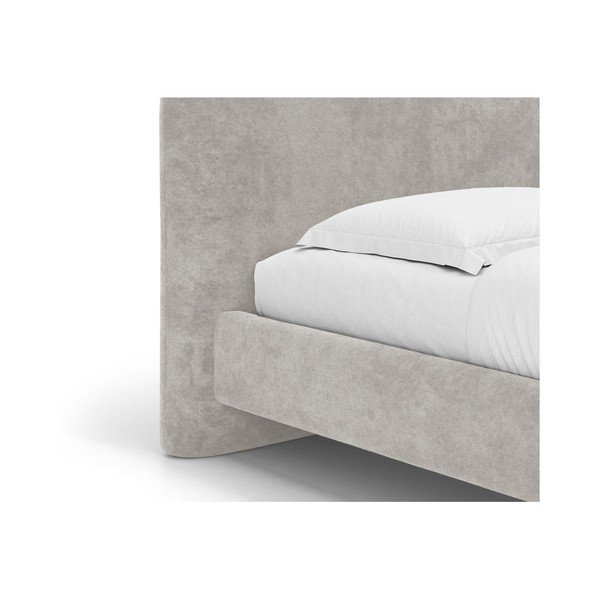 Jasnoszare tapicerowane łóżko dwuosobowe ze stelażem 160x200 cm Vera – Micadoni -image-4