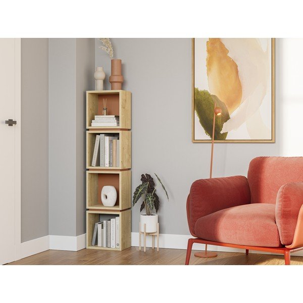Ceglasty regał w dekorze dębu 32x133 cm Lofty – Marckeric-image-4