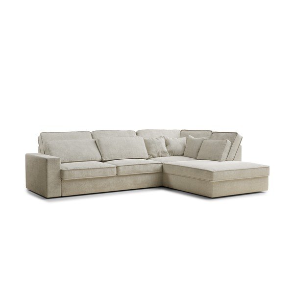 Szarobeżowy narożnik z tkaniny szenilowej (prawostronny/w kształcie litery L) Kirou – Maison de Rêve-image-2