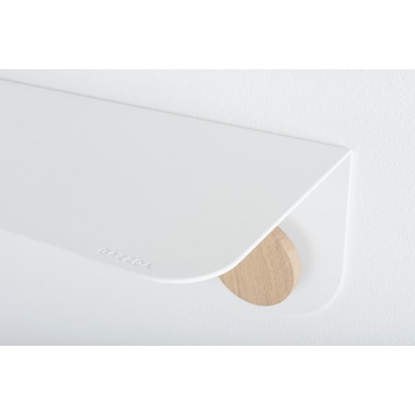 Biała półka ze stali z detalem z drewna dębowego z 2 haczykami Gazzda Hook, dł. 70 cm-image-1