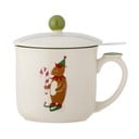 Kremowy kamionkowy kubek z sitkiem ze świątecznym motywem 300 ml Valentin – Bloomingville