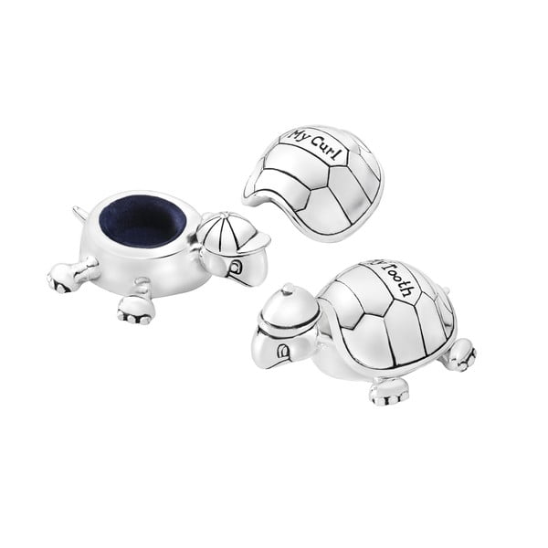 Metalowa szkatułka na pierwszy mleczny ząbek w kolorze srebra ø 8x3 cm Turtle – Zilverstad-image-2