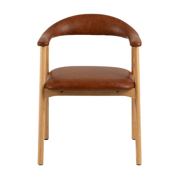 Koniakowe/w naturalnym kolorze krzesło z imitacji skóry Addi – Actona-image-4