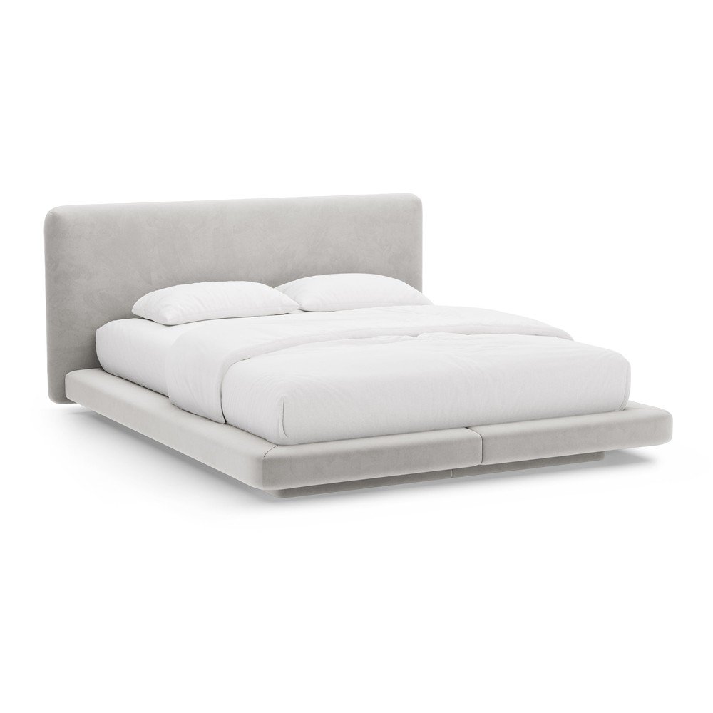 Jasnoszare tapicerowane łóżko dwuosobowe 200x200 cm Linea – Micadoni