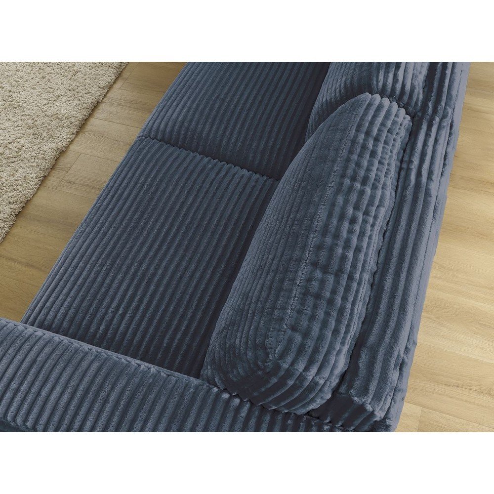 Ciemnoniebieska sztruksowa rozkładana sofa do spania 240 cm Hugo – Bobochic Paris (zdjęcie 10)