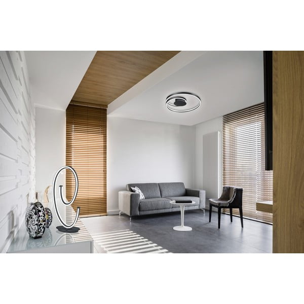 Czarna lampa sufitowa LED ze sterowaniem głosowym/mobilną aplikacją i metalowym kloszem Ciola – CINQUE-image-1