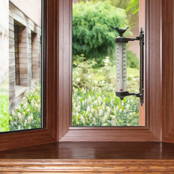 Żeliwny termometr ścienny z ptaszkiem Esschert Design Dekor Bird, wys. 27,3 cm-image-1