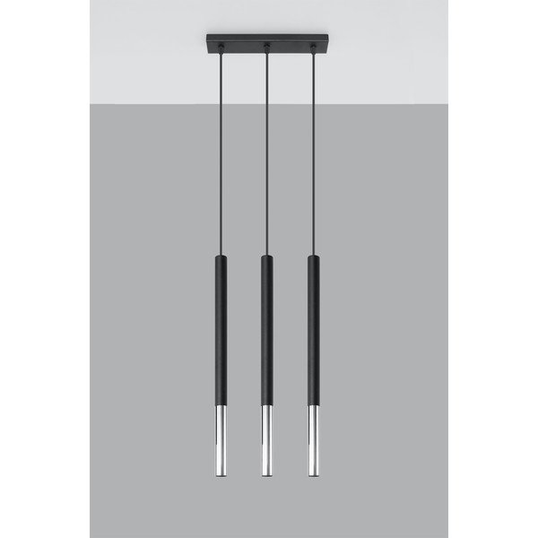 Lampa wisząca w kolorze czerni i srebra Sollux Asarot 3L-image-1