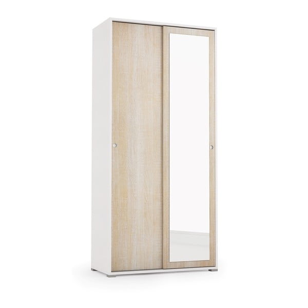 Szafa 2-drzwiowa z drewnianym dekorem i lustrem Terraneo
