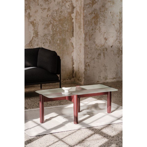 Bordowy stolik ze szklanym blatem 55x105 cm Kob – noo.ma-image-4