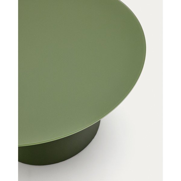 Zielony okrągły stolik ze szklanym blatem ø 80 cm Wilshire – Kave Home-image-3