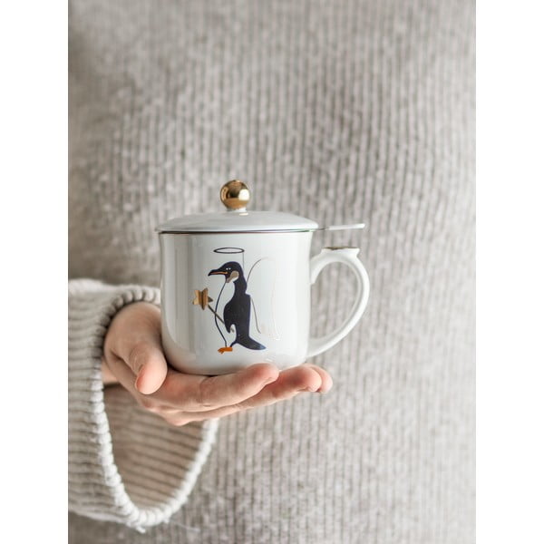 Kremowy kamionkowy kubek z sitkiem ze świątecznym motywem 300 ml Valentin – Bloomingville-image-2