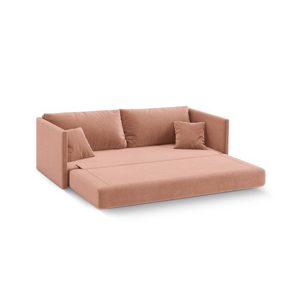 Różowa aksamitna rozkładana sofa 209 cm Shannon – Cosmopolitan Design-image-2