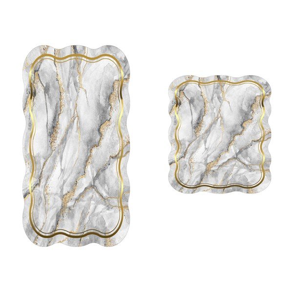 Szare/w kolorze złota dywaniki łazienkowe zestaw 2 szt. 60x100 cm – Foutastic