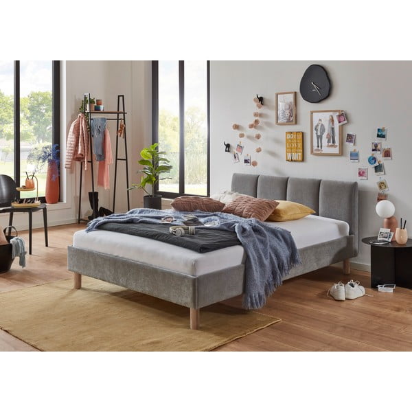 Szare tapicerowane łóżko dwuosobowe bez stelaża 140x200 cm Joker – Meise Möbel-image-1
