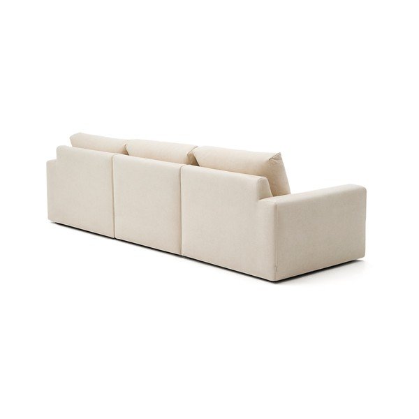 Beżowy narożnik z tkaniny szenilowej (prawostronny/z szezlongiem) Alea – Kave Home-image-4