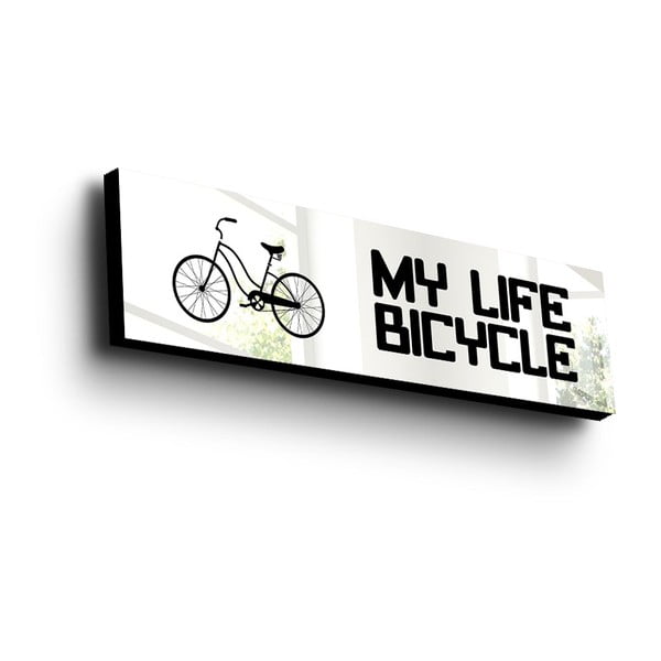 Dekoracja z elementami lustra w drewnianej ramce Bicycle, 108x28 cm